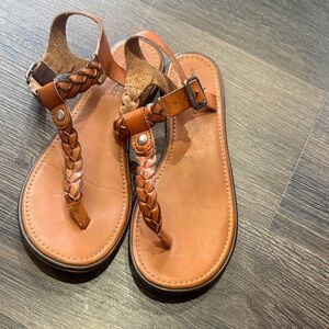 American Eagle Brown Braided Leather Sandals